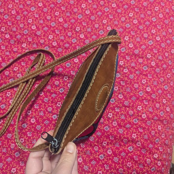 Western Embroidered Suede Floral Mini Bag Dopamine Dressing Festival Boho VTG - Picture 7 of 9